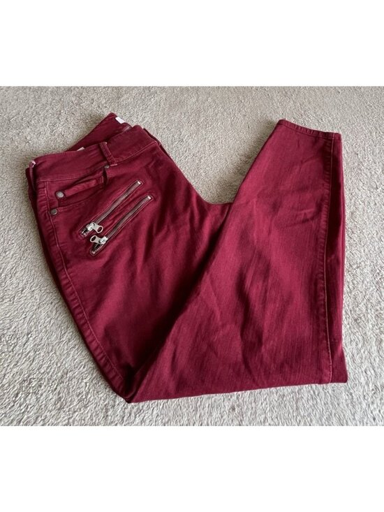 torrid Denim - Torrid Jegging Jeans 14R Burgundy High Rise Skinny Moto Zippers